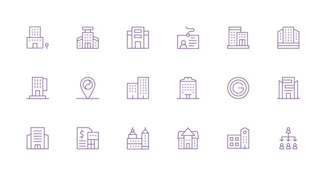 Company including 18 Minimal Line Illustrations Simple Icons for Interface and Wireframes vector