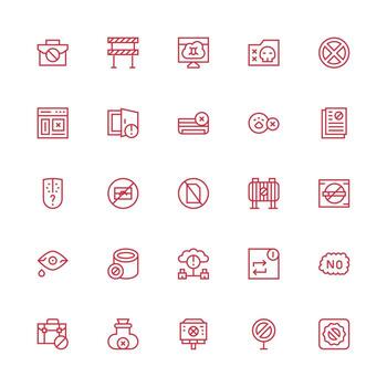Access Denied featuring 25 Icons in Medium Stroke Outline Design Essential Icon Collection vector