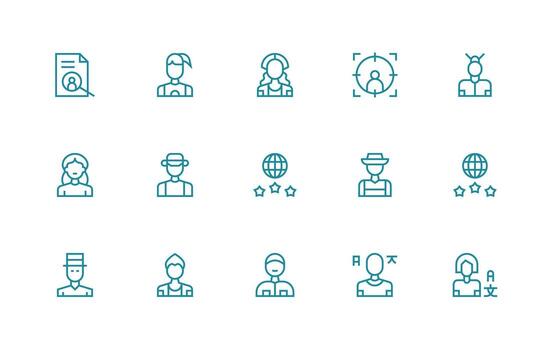 Regular Line Style Customer Icons with 15 Vectors All Device Compatible Icon Set