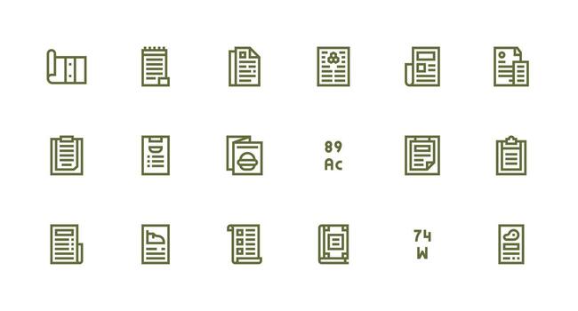 Specifications Design Icons featuring 18 in Strong Stroke Line Style Pixel Perfect Icons for Modern Apps vector