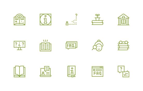15 regular línea diseños para conocimiento base íconos esencial icono conjunto para equipos vector