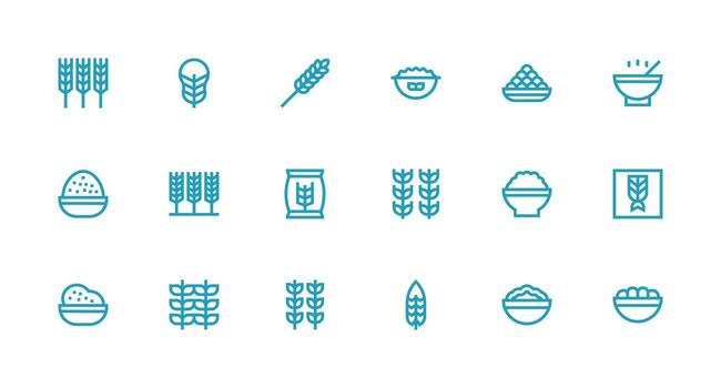 Strong Stroke Line Icons from Cereal Set with 18 Vectors Minimal Icon Set for Interface Projects