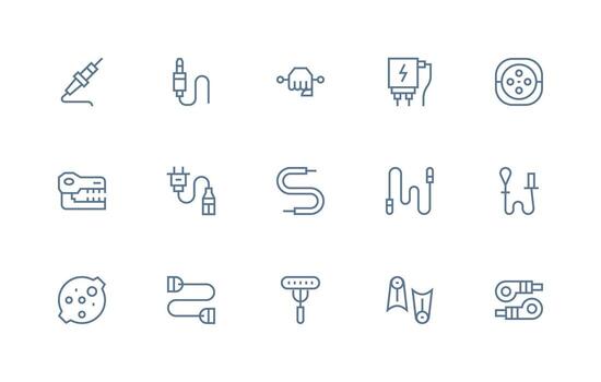 Regular Line Style Connector Icons with 15 Vectors Design Ready Icon Set for Teams