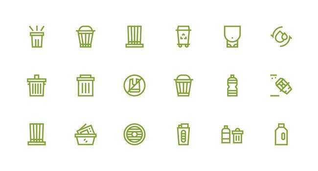 Strong Stroke Line Style Recycle Icons with 18 Vectors Fully Editable Icon Set for Web
