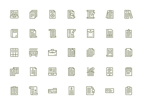 35 papeleo íconos en regular limpiar línea estético núcleo icono colección para diario Tareas vector