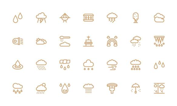 negrita línea íconos desde lluvia conjunto con 28 vectores alta resolución íconos para ninguna plataforma