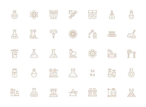 35 ligero línea vectores para experimentar tema icono conjunto para web