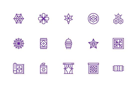 Patterned including 15 Regular Line Illustrations Simplified Icon Pack for Visual Tools vector