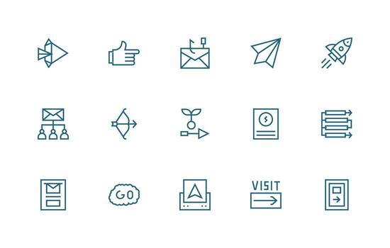 Forward Visual Pack containing 15 Regular Line Icons Organized Pack for Project Assets vector