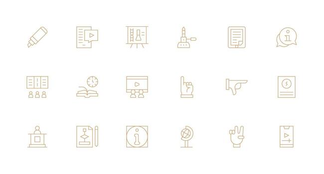 Instructional Visual Pack containing 18 Minimal Line Icons Clean Icon Set Icon Pack for UI Projects vector