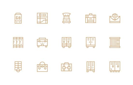 15 Locker Icons in Regular Line Aesthetic Icons Built for Visual Consistency Pack vector