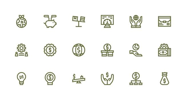 fuerte carrera línea íconos desde recursos conjunto con 18 vectores básico icono serie