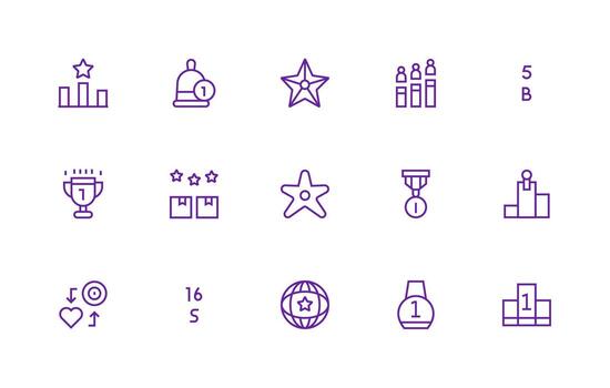 Ranking Icon Set with 15 Regular Line Graphics High-Resolution Icons for Any Platform vector