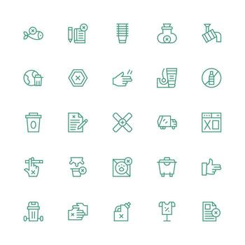 Medium Stroke Outline Style Refuse Icons with 25 Vectors Simple Icon Pack