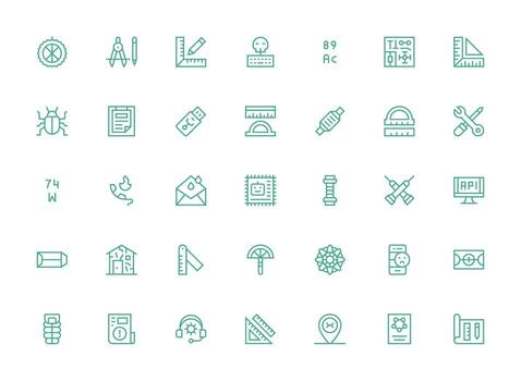 Regular Clean Line Icons from Technical Set with 35 Vectors Reusable Icon Set