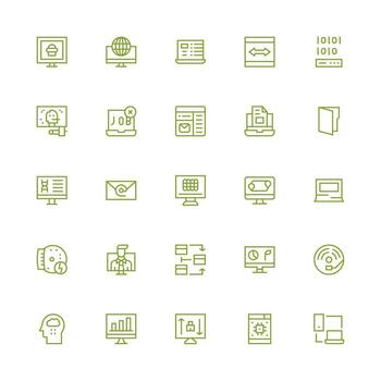 25 Medium Stroke Outline Vectors for Computer Theme Design Ready Icon Set for Teams