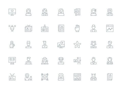 Light Line Style User Icons with 35 Vectors Basic Icon Series