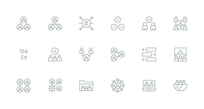 Group featuring 18 Icons in Minimal Line Design Sharp Icons for Presentations vector