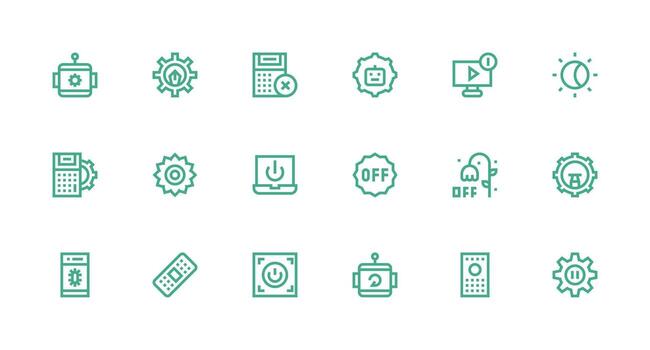 18 íconos para función en fuerte carrera línea formato esencial icono conjunto para equipos vector
