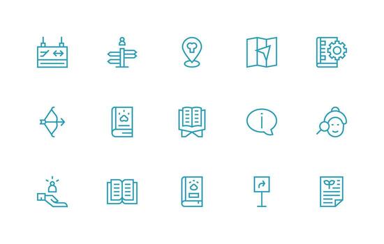 Regular Line Style Guide Icons with 15 Vectors Theme-Based Icon Pack