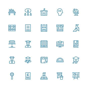 Learning Design Icons featuring 25 in Medium Stroke Outline Style Reusable Icon Set vector