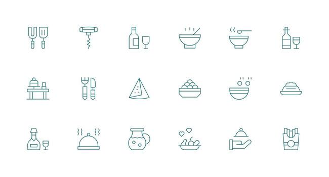 Serving featuring 18 Icons in Minimal Line Design Web and App Icon Pack Collection vector