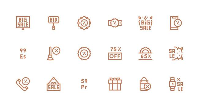 Offer Set with 18 Strong Stroke Line Icons Sharp Icons for Presentations vector