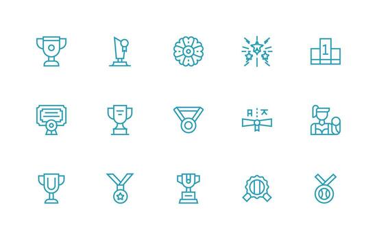 Regular Line Icons from Trophy Set with 15 Vectors Icon Set for Apps