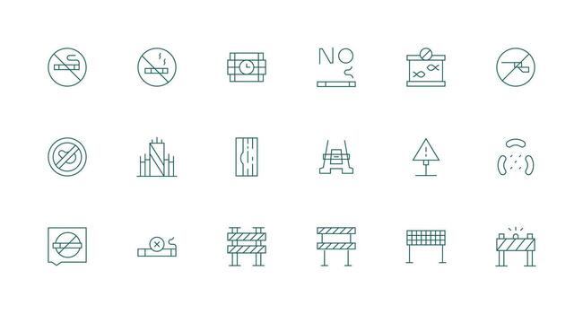 Minimal Line Style Restricted Area Icons with 18 Vectors Clean Icon Collection for Web Use