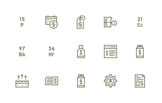 Regular Line Icons from Amount Set with 15 Vectors Balanced Icon Set for Functional Design