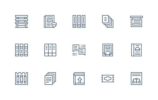 documento administración presentando 15 íconos en regular línea diseño general utilizar icono paquete vector