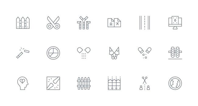 división icono conjunto con 18 mínimo línea gráficos icono conjunto para aplicaciones vector