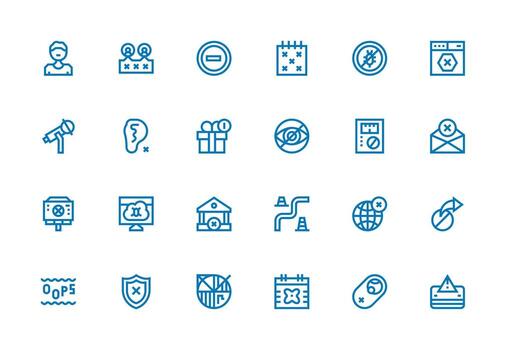 24 Icons for Blocked in Thick Line Line Format User Interface Icons for Digital Products vector