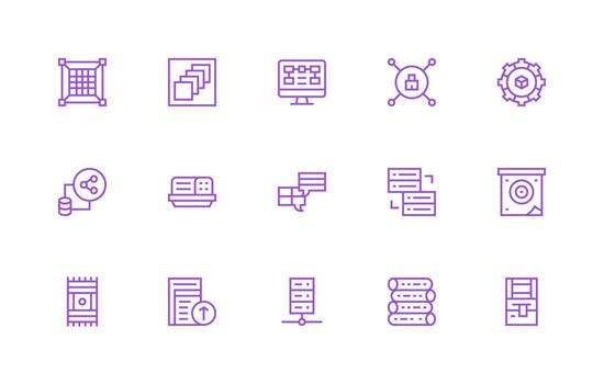 15 íconos para datos administración en regular línea formato ligero icono serie vector