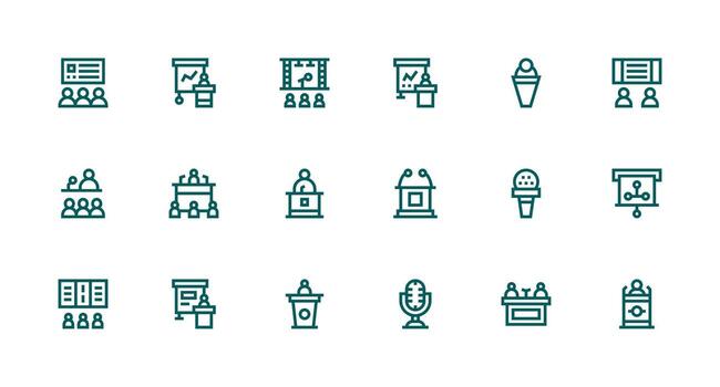 18 Lecture Icons in Strong Stroke Line Aesthetic Scalable Icons for All Themes vector