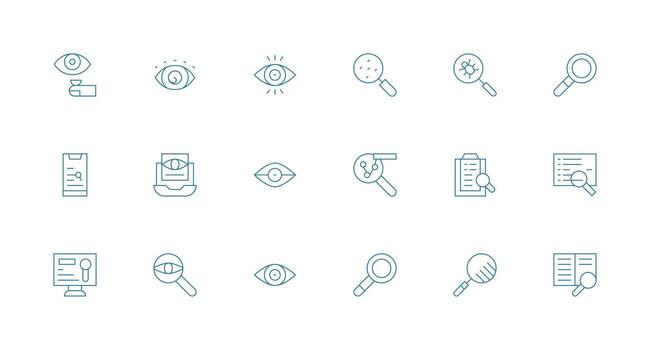 Minimal Line Style Examine Icons with 18 Vectors Complete Icon Set for Mobile Apps