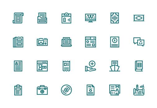File Design Icons featuring 24 in Thick Line Line Style Neatly Designed Icons for Web Platforms vector
