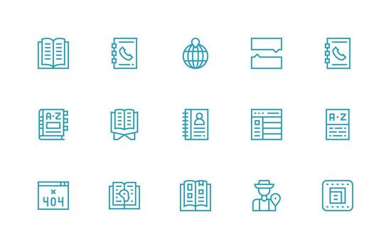 Directory Set with 15 Regular Line Icons Reusable Icon Set vector