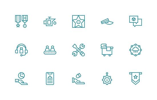 Service Icon Set with 15 Regular Line Graphics Digital Icon Collection vector
