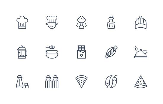 Regular Line Icons from Gourmet Set with 15 Vectors Fully Editable Icon Set for Web