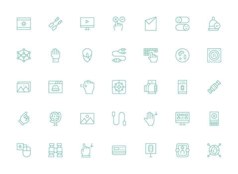 35 Icons for Interface in Light Line Format Web Icon Collection vector