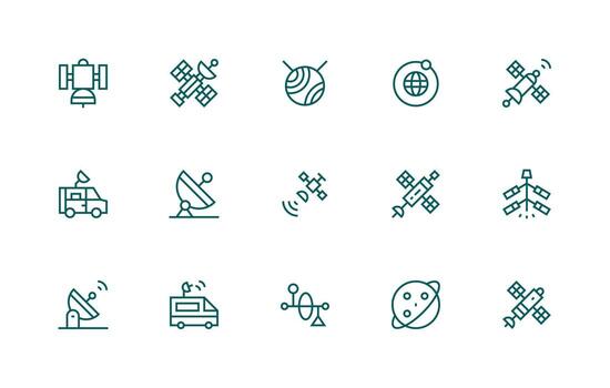 15 Regular Line Icons for Satellite Graphics Layout Icon Collection vector