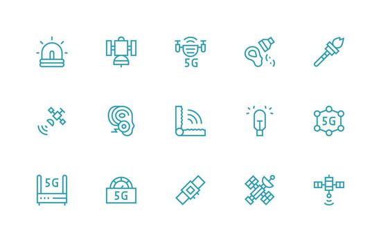 señal diseño íconos presentando 15 en regular línea estilo organizado glifo íconos para rápido diseño vector