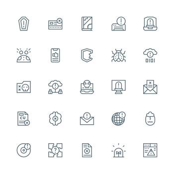 error icono conjunto con 25 medio carrera contorno gráficos pulcramente diseñado íconos para web plataformas vector