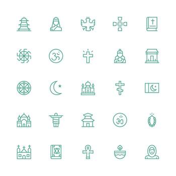 Medium Stroke Outline Icons from Religion Set with 25 Vectors Multi-Purpose Icon Pack for Templates