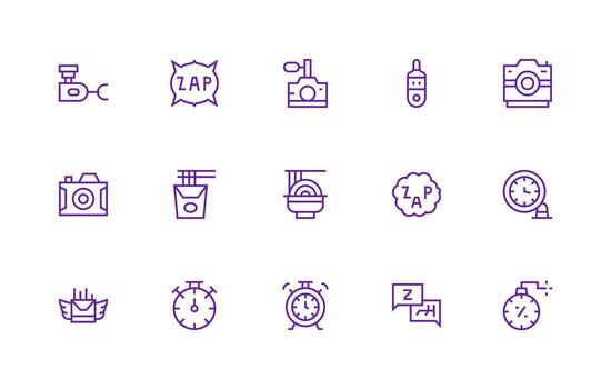 Regular Line Style Instant Icons with 15 Vectors Style Icon Set