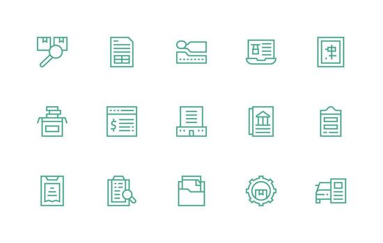 15 Regular Line Icons for Records Graphics Style Icon Set vector