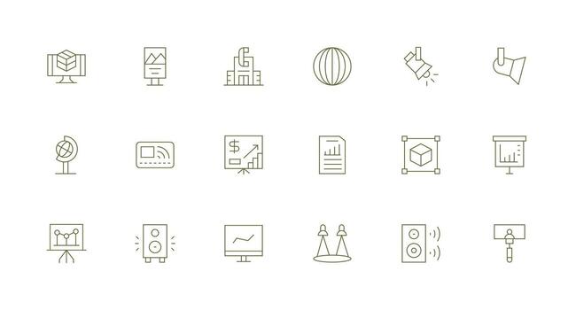 Projection including 18 Minimal Line Illustrations UI Icon Set vector