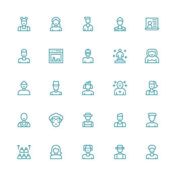 Medium Stroke Outline Icons from Signup Set with 25 Vectors Icon Set for Web