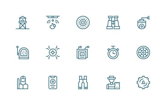 Monitoring Visual Pack containing 15 Regular Line Icons Clean Icon Collection for Web Use vector